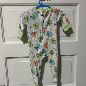 Disney White and Green Monster INC Print Kids Footie